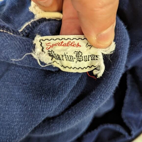 Vintage 70's Velour Blue Nabholz  Sportables by Martin Burns Top - Large - Picture 4 of 6